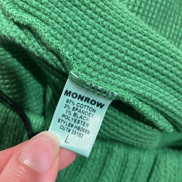 NWT Monrow Thermal Wide Leg Slit Side Pants Clover - Picture 8 of 9